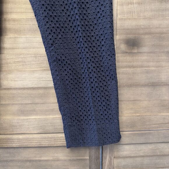 Talbots Womens Signature Eyelet Pants Navy Blue Cut Out Slim Cotton Preppy‎ Sz 6 - Picture 6 of 13